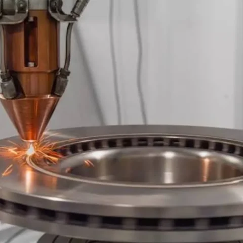 Cladding process on a gear component; image supplied in the Robotic Cladding presentation.